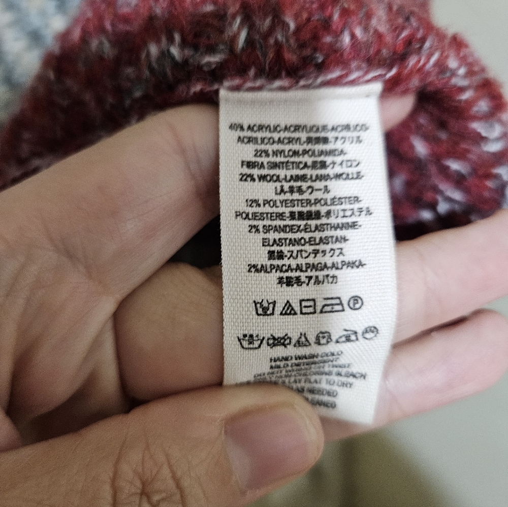 FREE PEOPLE M WILLOW PONCHO SWEATER BUTTON TURTLENECK ALPACA BLEND - Picture 5 of 6
